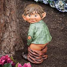 Surprised Garden Elf Statue Bits And