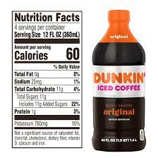 Caffeine values can vary greatly based on the variety of coffee/tea and the brewing equipment/steeping method used. Dunkin Donuts Original Iced Coffee 48 Fl Oz Bjs Wholesale Club
