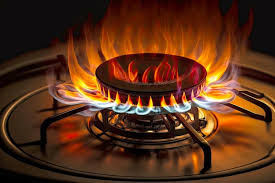 Blue Yellow Flame On Gas Kitchen Stove