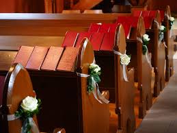 church pews benches decoration roses