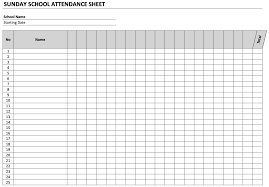 sunday school attendance sheet the