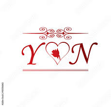 yn love initial with red heart and rose