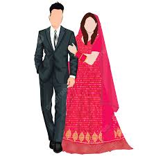 indian wedding couple standing wearing