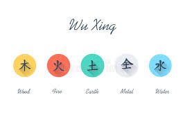 Wu Xing Flat Icon Five Elements Stock Illustration