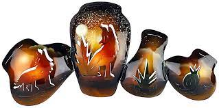 3d Metal Pots With Howling Coyotes