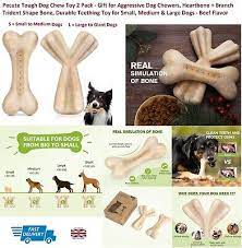 2 pack tough dog chew toy bone for