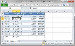 remove table format in excel