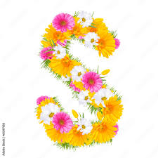 spring color letter with flower s