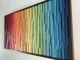 wood wall sculpture colorful wall art