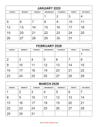 Free Download Printable Calendar 2020 3 Months Per Page 4