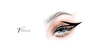bright eye makeup hand drawn in vector