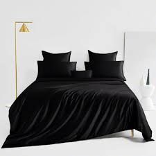 Black Silk Sheets Queen Bed Linen Sets