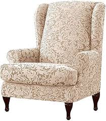 Protect your wing chairs from food and drink spills, pet hair and messy with our covers that are conveniently. Scorpiuse 2 Piece Wing Chair Slipcovers Elegant Jacquard Spandex Stretch Sofa Covers Wingback Armchair Covers With Separate Cushion Cover Furniture Protector Khaki Amazon Ca Home Kitchen