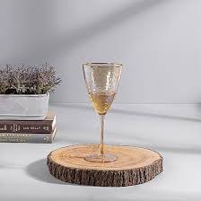 Citrine Gold Hammered Wine Glass
