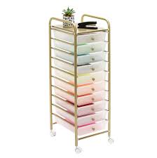 honey can do 10 drawer gold rolling storage cart