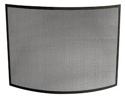 Single Panel Black Curved Fireplace Screen