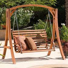 Teak Stained Patio Garden Porch Swing