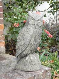 Great Horned Owl Stone Statue Garden