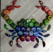 rainbow beer bottle cap crab wall art