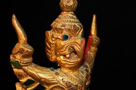 Antique Hand Carved Wood Garuda Statue