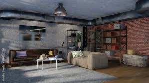 simple urban living room interior with