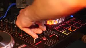 Dj Mixes Songs On Equipment Hands Closeup