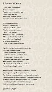 a stranger s funeral poem by shalini samuel