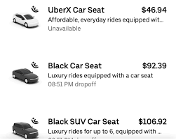 booking a car seat with uber