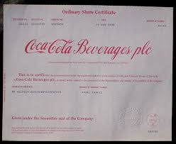 Earnings per share can be defined as a company's net earnings or losses attributable to common shareholders per diluted share base, which includes all convertible securities and debt, options and warrants. Stock Certificate Coca Cola Bewerages Plc 1 Paper Catawiki