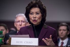 Mar 04, 2021 · a government watchdog has alleged that former transportation secretary elaine chao, wife of republican senator minority leader mitch mcconnell of kentucky, abused her power and should be prosecuted. Us Secretary Of Transportation Elaine Chao Resigns From Trump Cabinet After Mob Bloomberg