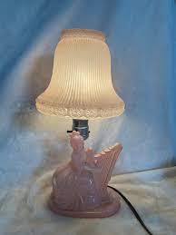 Vintage Pink Harp Lady Lamp Uk
