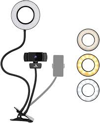 Amazon Com 1080p Webcam Lighting Kit With Microphone 3 5 Inch Selfie Ring Light Mount Stand And Privacy Cover 360 Degrees Flexible Arms For Streaming Online Class Zoom Skype Ms Teams Pc Mac Laptop