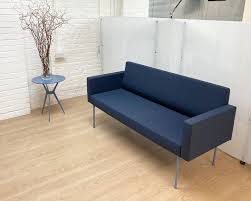 Blue Two Seat Sofa In Faux Leather
