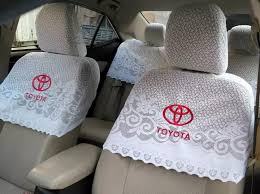 Toyota Logo Lace Seat Cover White