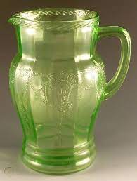 cameo green depression glass pitcher