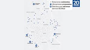 A continuación mostramos los 21 distritos de madrid junto a sus correspondientes barrios que hacen un total de nada menos que 119. Mapa De Bicimad En Madrid El Ayuntamiento Amplia La Red Con 50 Nuevas Estaciones