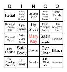 mary kay bingo party bingo card