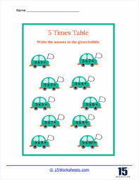 5 times tables worksheets 15