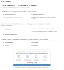 Quiz Worksheet The Character Of Macbeth Study Com