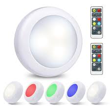 Elfeland Led Closet Lights Under Cabinet Lighting Wireless Color Changing Led Puck Lights 3 Modes Rgb Under Counter Lighting With 2 Remote Controls Battery Powered Lights Stick On Lights 6 Pack