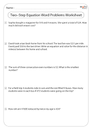 Two Step Equations Worksheets Math Monks