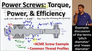 Power Screws Torque Power And Efficiency Standard Thread Profiles Acme Lead Screw Example