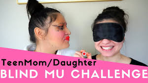 mom daughter blindfold makeup