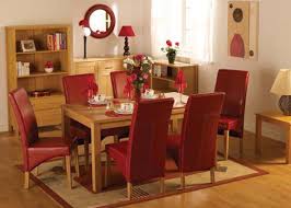 Find stylish home furnishings and decor at great prices! Belgravia Oak Dining Set Table And 6 Red Dining Chairs Lodge Furniture Uk