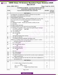 cbse cl 10 science question papers