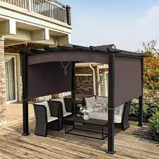 Coffee Steel Patio Pergola Gazebo