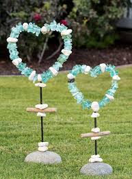 Recycled Glass Heart Garden Stand With