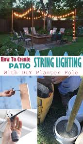 Patio String Lighting With Diy Poles