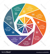 Infographic Business Pie Chart For 9 Options Step