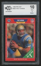 Recently added card # oldest newest highest srp highest price lowest price biggest discount highest percent off print run least in stock most in stock ending soonest. 1989 Pro Set 490 Troy Aikman Rookie Card Bccg 10 Pristine Auction